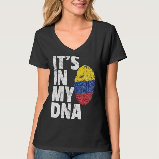 コロンビア国旗の土産のDnaだ Tシャツ (正面)