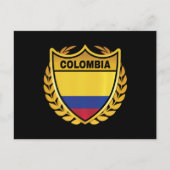 コロンビア国旗の金ゴールドクレストバッジ ポストカード (正面)
