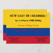 コロンビア国旗を掲げた赤ちゃんシャワー招待状 招待状 (正面/裏面)