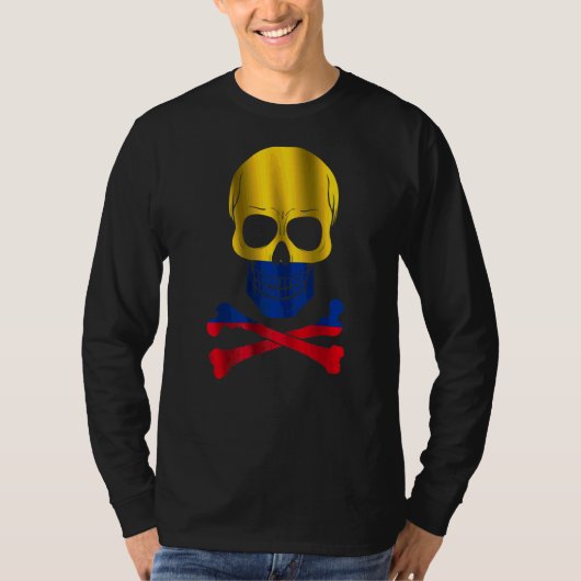 コロンビア国旗デザインスカル国旗コロンビア Tシャツ (正面)