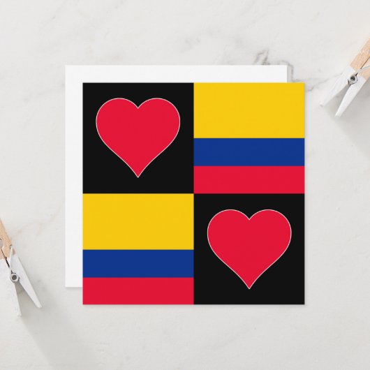 コロンビア国旗ハート愛国的なコロンビアの挨拶 カード (正面/裏面インサイチュ)