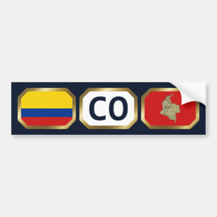 コロンビア国旗地図コードバンパーステッカー バンパーステッカー