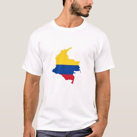 コロンビア国旗、コロンビアの地図、マパ、コロンビア Tシャツ (正面)