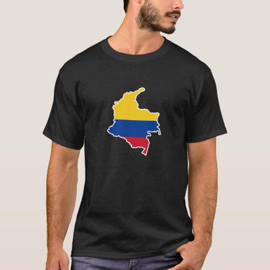 コロンビア国旗、コロンビアの地図、マパ、コロンビア Tシャツ (正面)