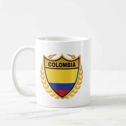 コロンビア国旗 ゴールドクレストバッジ コーヒーマグカップ (左)