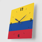 コロンビア国旗 スクエア壁時計 (傾斜)
