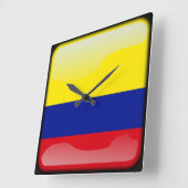 コロンビア国旗 スクエア壁時計 (傾斜)
