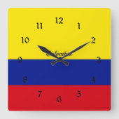 コロンビア国旗 スクエア壁時計 (正面)