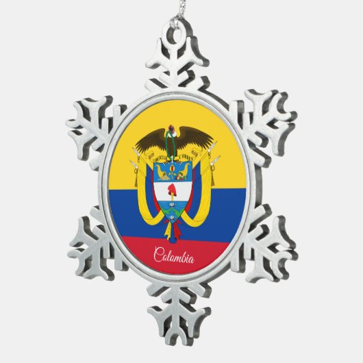 コロンビア国旗 スノーフレークピューターオーナメント (右)
