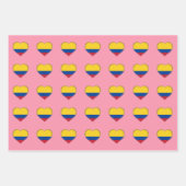 コロンビア国旗、ハート&コロンビアファッション/ギフトセット ラッピングペーパーシート (正面2)