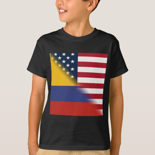 コロンビア国旗 |ハーフ・コロンビアUSA Tシャツ (正面)