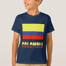 コロンビア国旗 & 国名 ボーダー Tシャツ