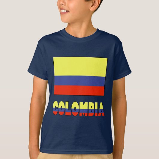 コロンビア国旗 & 国名 ボーダー Tシャツ (正面)