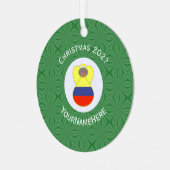 コロンビア国旗Christmas Angel Abuela Name Year メタルオーナメント (正面左)