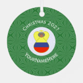 コロンビア国旗Christmas Angel Abuela Name Year メタルオーナメント (裏面)