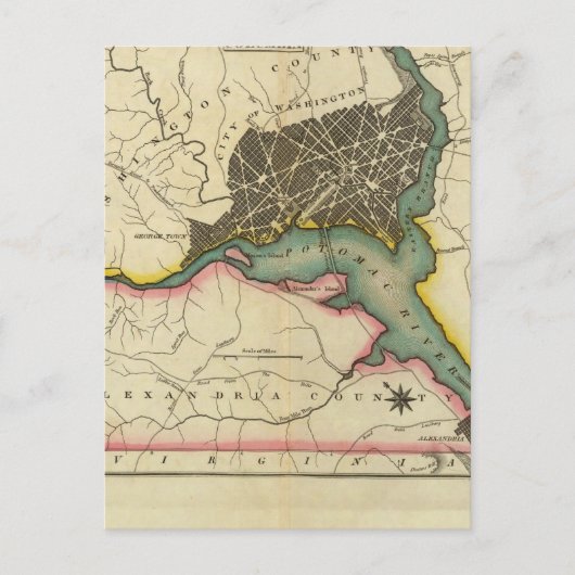 コロンビア地区の地図 ポストカード (正面)