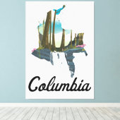 コロンビア地図と旅行のポスター キャンバスプリント (インサイチュ (ウッドフロア))