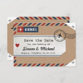 コロンビア地図航空便スーツケースタグ Save the Date セーブザデート (正面/裏面)