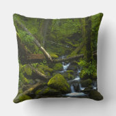 コロンビア川の温帯雨林の流れ クッション (裏面)
