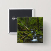 コロンビア川の温帯雨林の流れ 缶バッジ (正面&裏面)