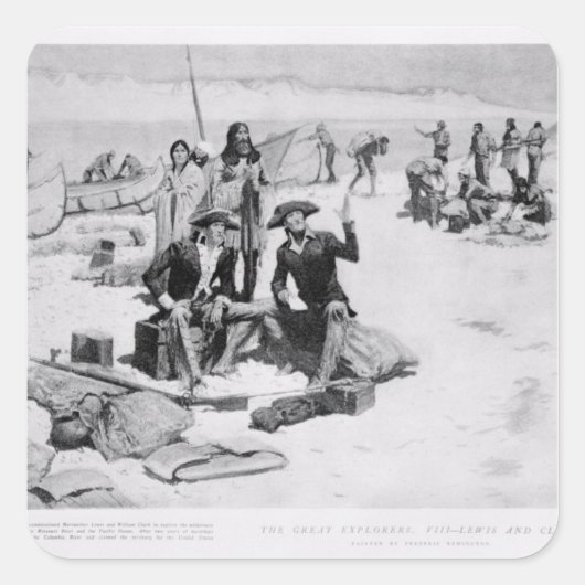 コロンビア州の河口に立つルイスとクラーク スクエアシール (正面)