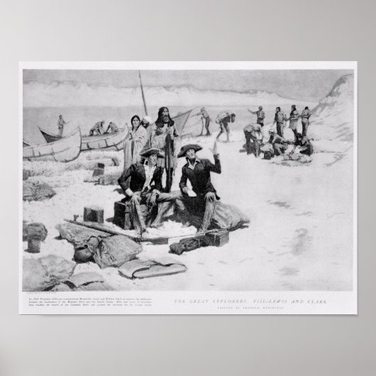 コロンビア州の河口に立つルイスとクラーク ポスター (正面)