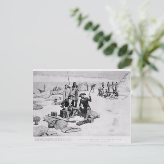 コロンビア州の河口に立つルイスとクラーク ポストカード (スタンド正面)