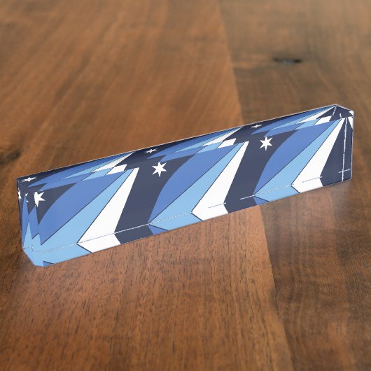 コロンビア州旗を持つ愛国的な卓上の銘板 デスクネームプレート (側面)