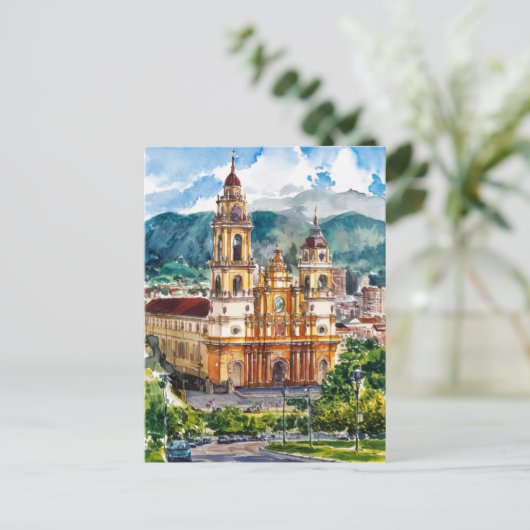 コロンビア水彩画絵を描色Bogota ポストカード (スタンド正面)