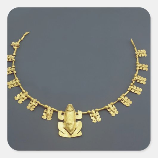 コロンビア産のカエル付きクインバヤネックレス スクエアシール (正面)