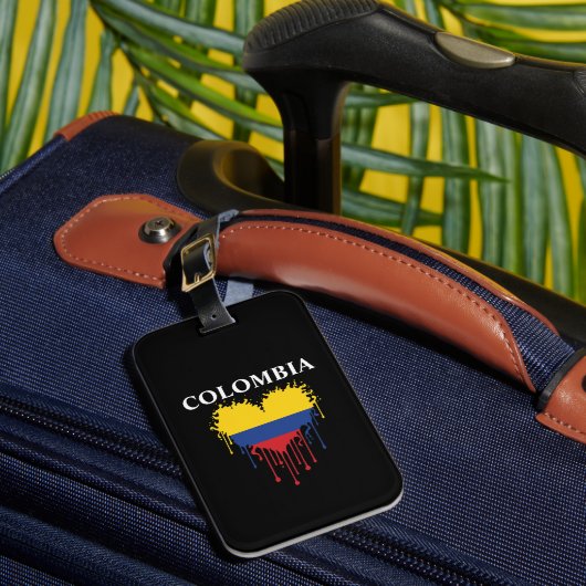 コロンビア素晴らしドリップハート国旗 ラゲッジタグ (正面インサイチュ1)