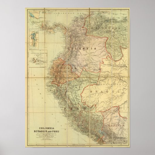 コロンビア、エクアドル、ペルー、パナマ3 ポスター (正面)