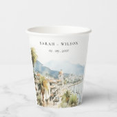 コロンビア サンタマルタ 水彩画 ランドスケープ ウェディング 紙コップ (裏面)