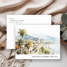コロンビア サンタマルタ 水彩画 ランドスケープ 旅行 シーズンポストカード