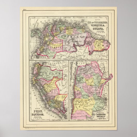 コロンビア、ベネズエラ、ギアナ ポスター (正面)