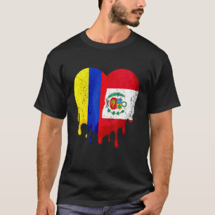 コロンビア・ペルー国旗ハート市民育パトリオット部屋 Tシャツ