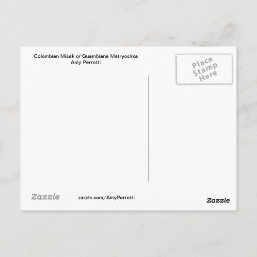 コロンビア、ミサックまたはグアンビアナマトリョスカハガキ ポストカード (裏面)