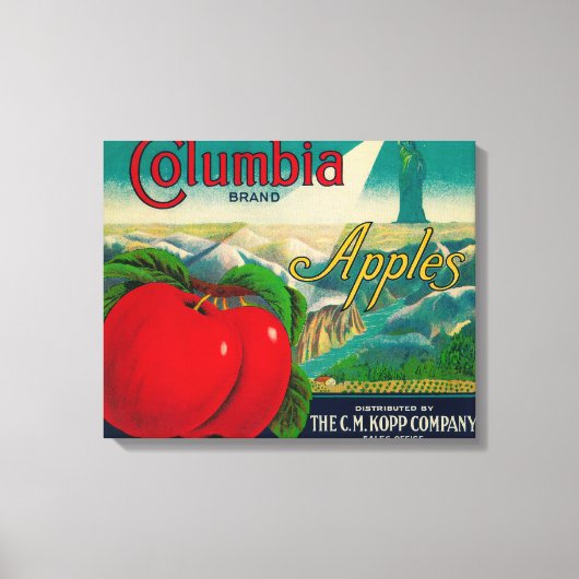 コロンビアApple Crate LabelYakima, WA キャンバスプリント (正面)