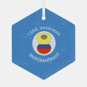 コロンビアHanukkah Angel Abuela Name Year Hexagon ガラスオーナメント (裏面)