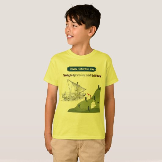 コロンブスに栄誉を 黄色 Tシャツ (正面フル)
