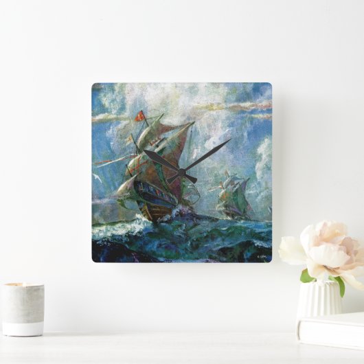 コロンブスの日 スクエア壁時計 (ホーム)