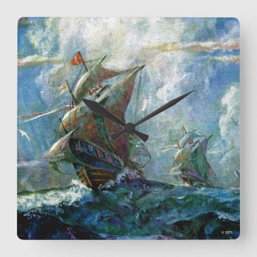 コロンブスの日 スクエア壁時計 (正面)