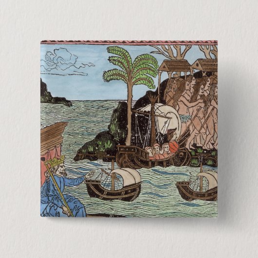 コロンブスの着陸 缶バッジ (正面)