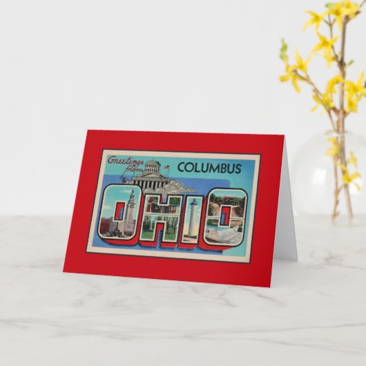 コロンブスオハイオ州からのヴィンテージの挨拶 カード (黄色い花)