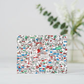 コロンブススプリングフィールドニュアークのレトロ60s漫画の地図 ポストカード (スタンド正面)