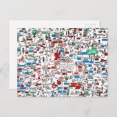 コロンブススプリングフィールドニュアークのレトロ60s漫画の地図 ポストカード (正面/裏面)