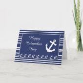 コロンブス記念日、航海のないかりは縞で飾り、 カード (正面)
