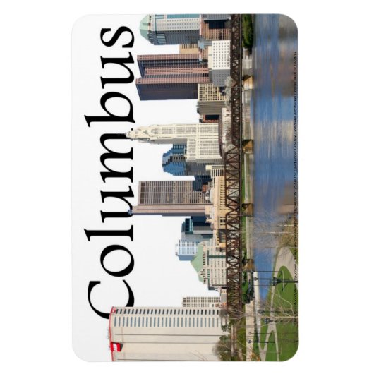 コロンブス・オハイオのスカイラインとコロンブスのスカイライン マグネット (縦)