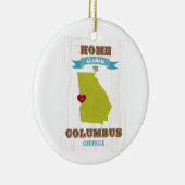 コロンブス、ジョージアの地図-ハートがあるところでがあります家 セラミックオーナメント (右)