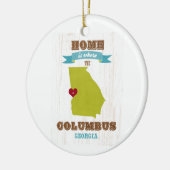 コロンブス、ジョージアの地図-ハートがあるところでがあります家 セラミックオーナメント (左)